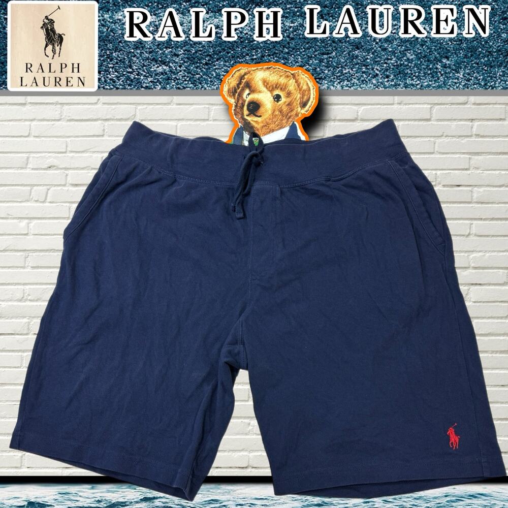 Polo Ralph Lauren Blue Sweat Shorts Drawstring Size Large